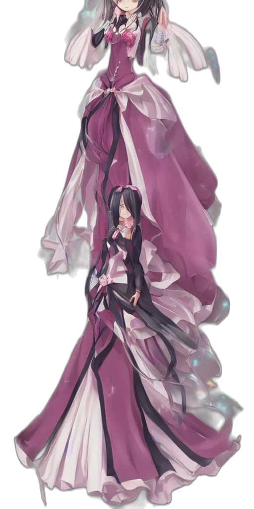 dress, jacket, staff, umbrella, concept art, fantasy art, anime, 3d render transparent PNG cut-out