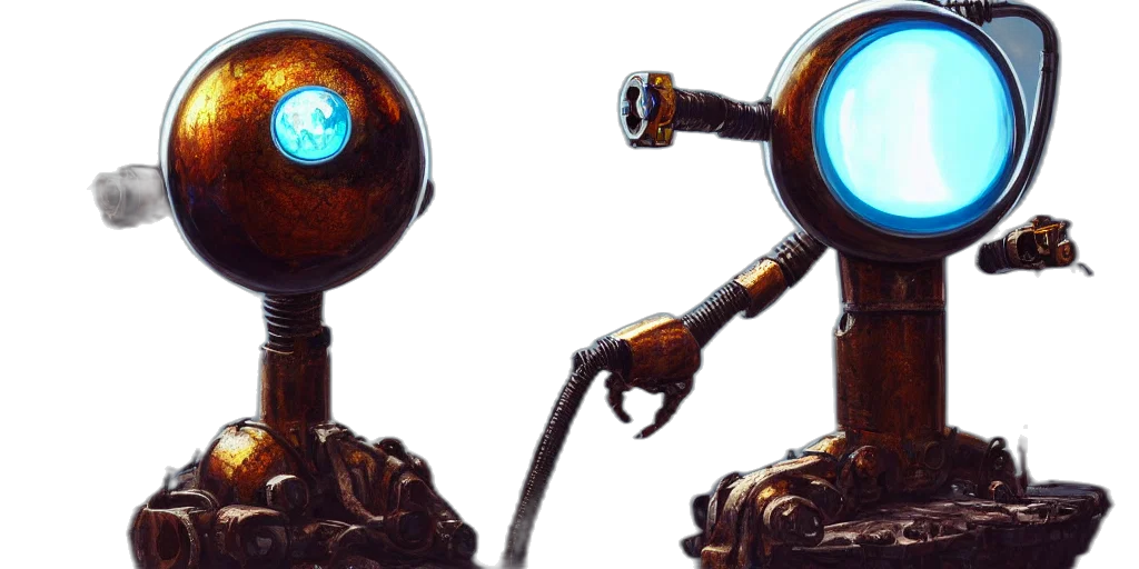 robot, concept art, 3d render, cyberpunk transparent PNG cut-out
