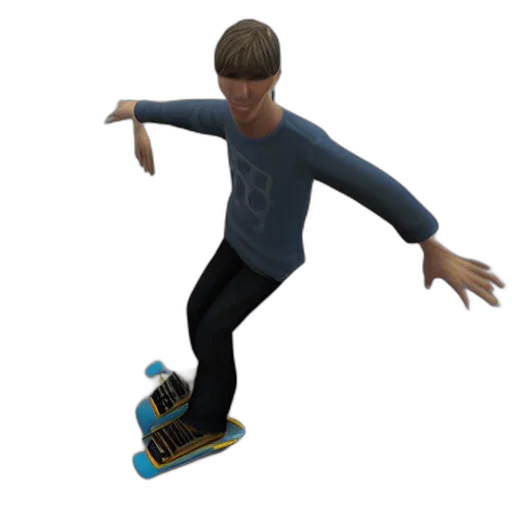 staff, 3d render, concept art, vaporwave, cartoon, tony, hawk, model transparent PNG cut-out