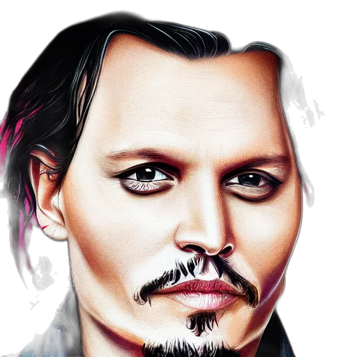 face, photorealistic, cartoon, fantasy art, watercolor, portrait, jonny, depp transparent PNG cut-out