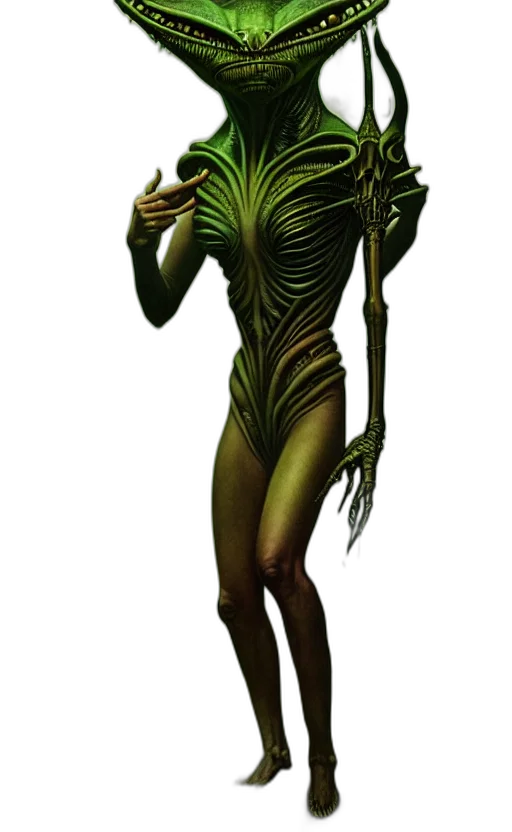 creature, staff, dress, mask transparent PNG cut-out