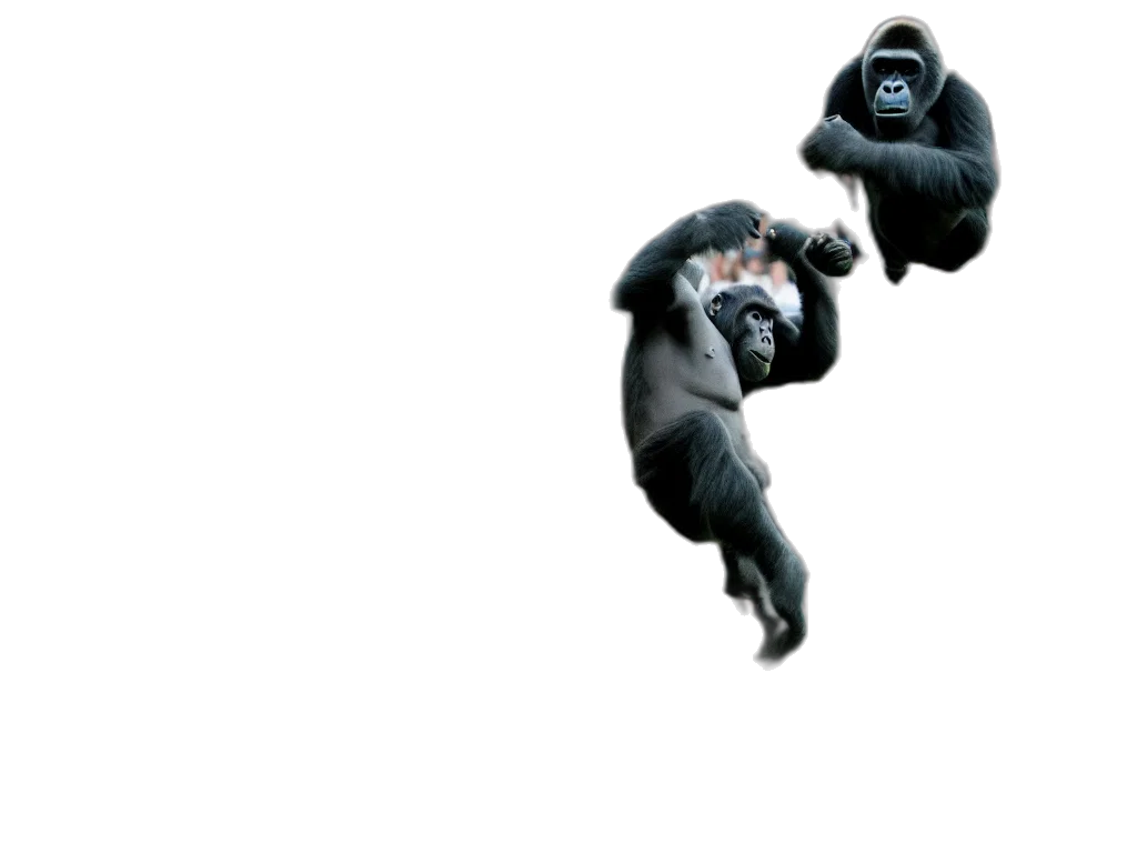 animal, creature, concept art, 3d render, photorealistic, gorilla, jumping, head transparent PNG cut-out