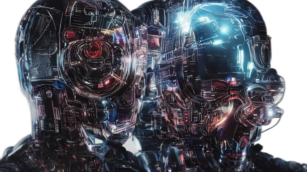 robot, mask, face, cyberpunk transparent PNG cut-out