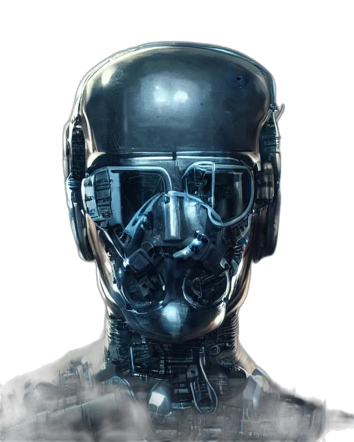 robot, mask, face, cyberpunk transparent PNG cut-out