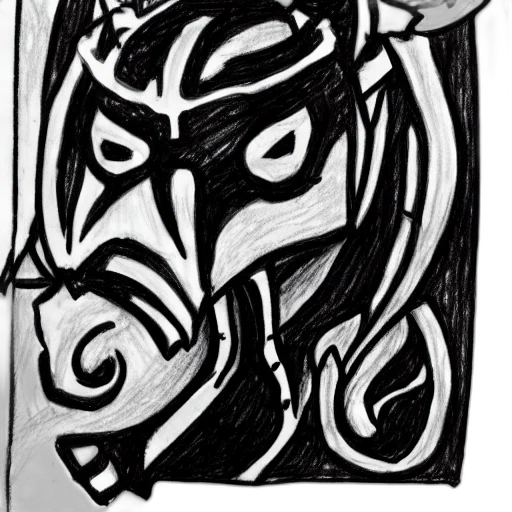 mask, face, crown, dragon, pencil sketch, cartoon, comic book art, concept art transparent PNG cut-out