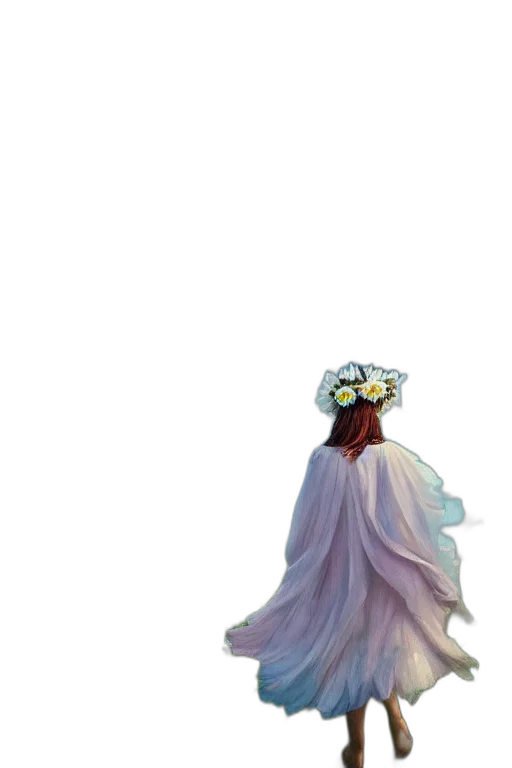 dress, crown, flower, staff transparent PNG cut-out