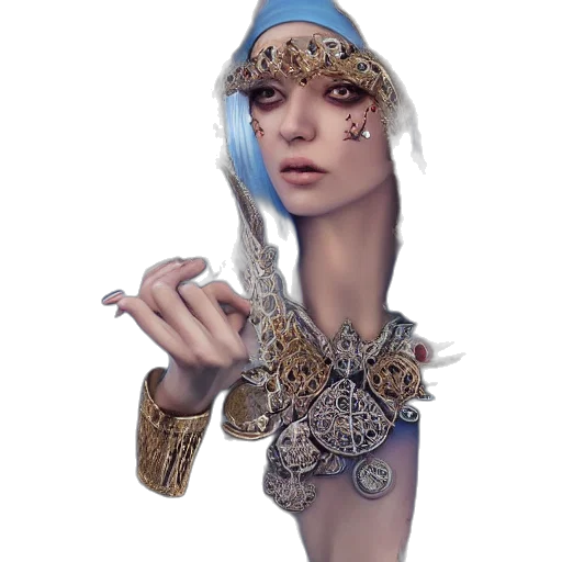 jewelry, crown, dress, face, fantasy art, concept art, photorealistic, 3d render transparent PNG cut-out
