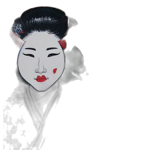 mask, face, jewelry, photorealistic, 3d render, concept art, anime, geisha transparent PNG cut-out