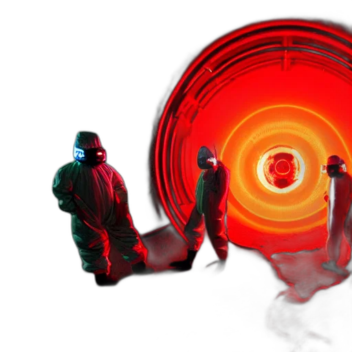 weapon, staff, concept art, 3d render, cyberpunk, fire, outer space, red transparent PNG cut-out