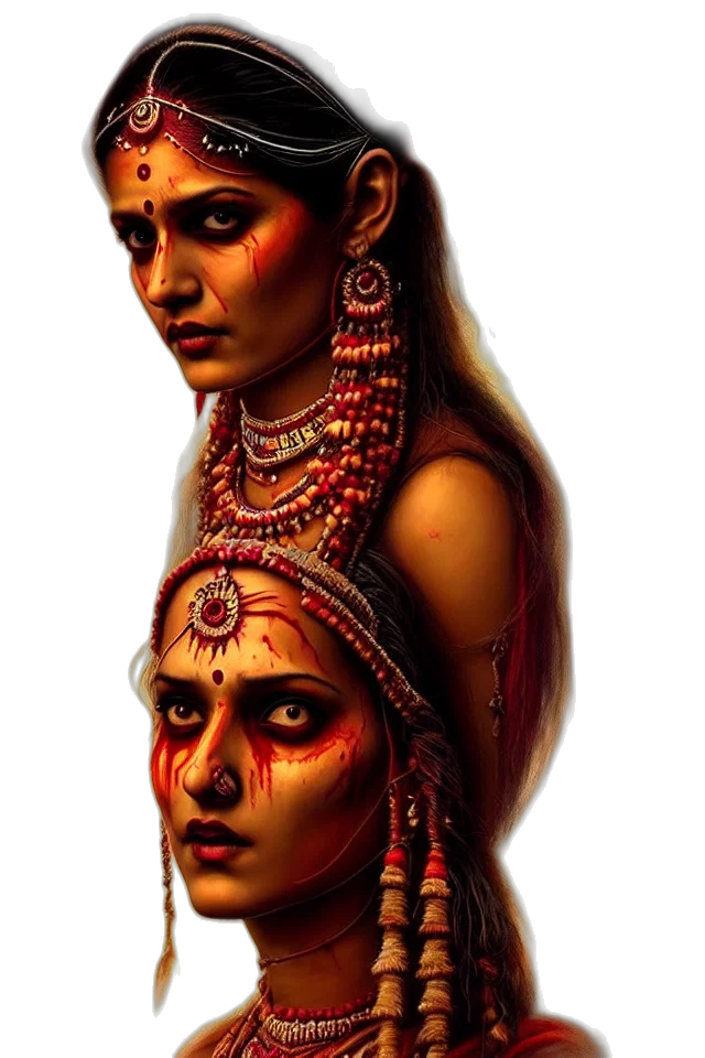 jewelry, face, mask, photorealistic, concept art, oil painting, fantasy art, red transparent PNG cut-out
