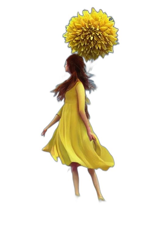 dress, crown, flower, staff transparent PNG cut-out