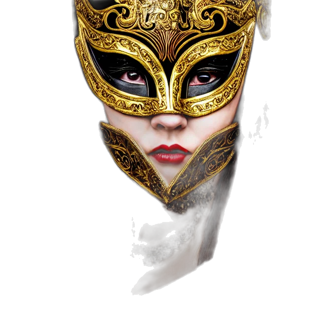 mask, crown, face, jewelry, fantasy art, photorealistic, concept art, 3d render transparent PNG cut-out