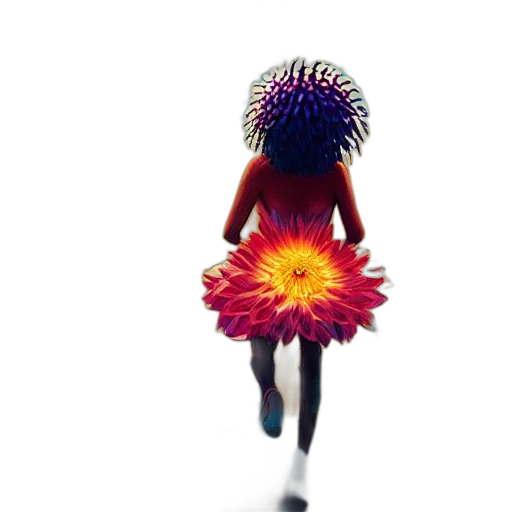 flower, dress, umbrella, hair, 3d render, concept art, photorealistic, watercolor transparent PNG cut-out