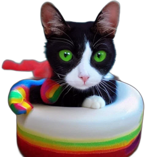 hat, animal, staff, photorealistic, 3d render, colorful, poptart, cat transparent PNG cut-out