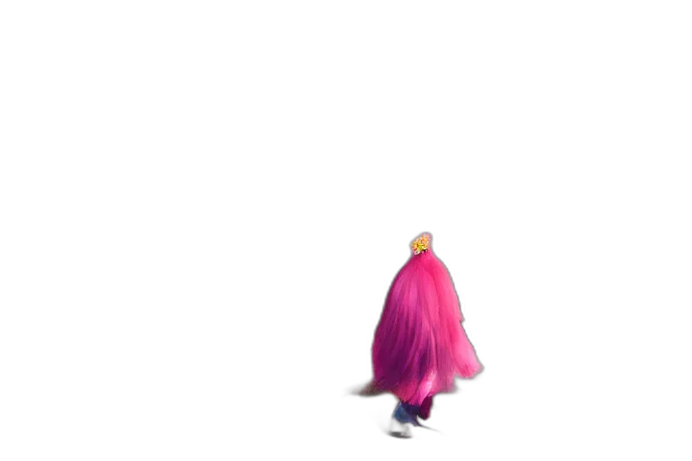 hair, creature, dress, animal, 3d render, vaporwave, concept art, pixel art transparent PNG cut-out
