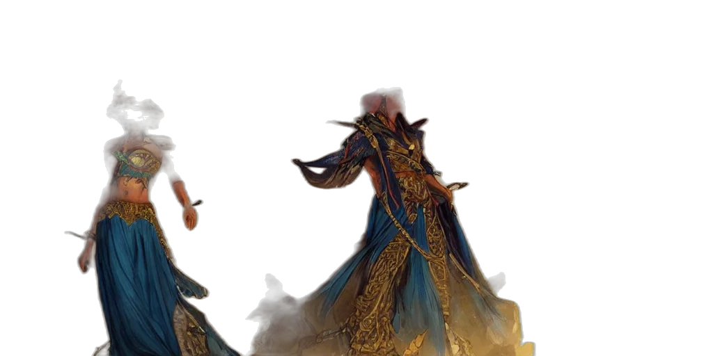 concept art, fantasy art, 3d render, fire, underwater, blue, arabian, night transparent PNG cut-out