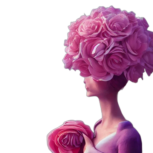 dress, crown, flower, hat, photorealistic, concept art, 3d render, oil painting transparent PNG cut-out