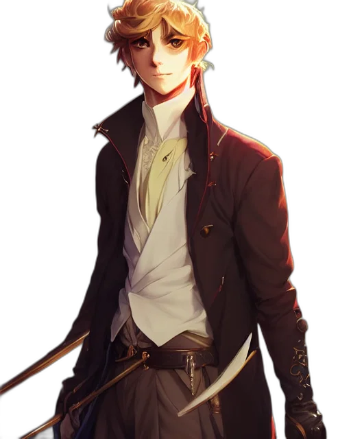 staff, jacket, sword, weapon, fantasy art, concept art, anime, pixel art transparent PNG cut-out