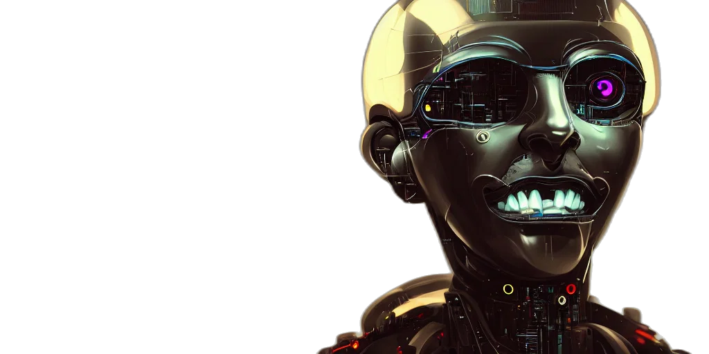 robot, mask, face, cyberpunk transparent PNG cut-out