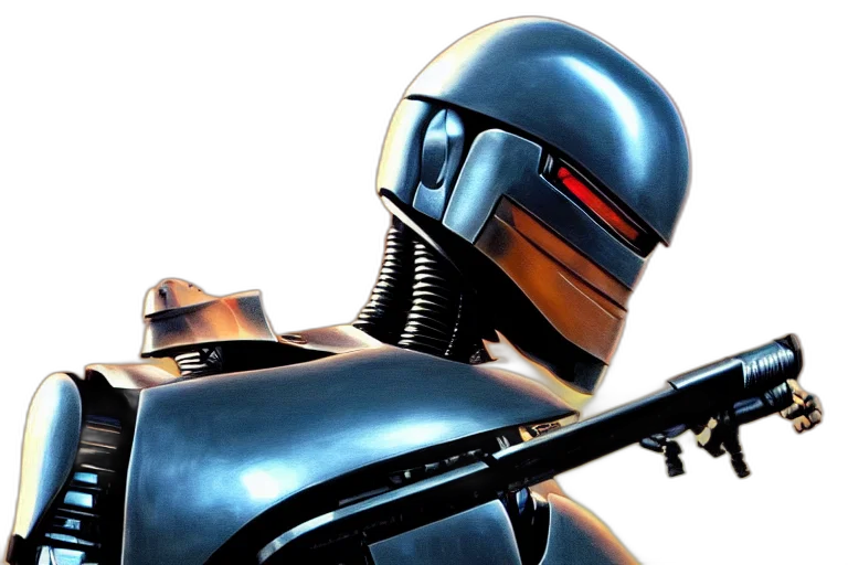 robot, concept art, 3d render, photorealistic, comic book art, robocop, fantasy, painting transparent PNG cut-out
