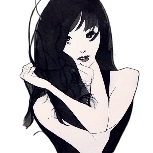 dress, mask, creature, hair, anime, fantasy art, cartoon, concept art transparent PNG cut-out
