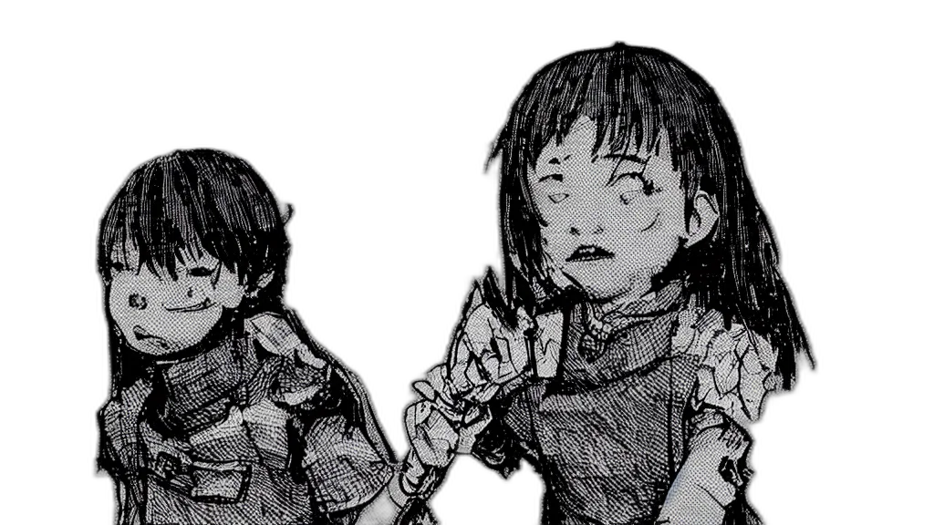 weapon, sword, creature, face, comic book art, concept art, cyberpunk, anime transparent PNG cut-out