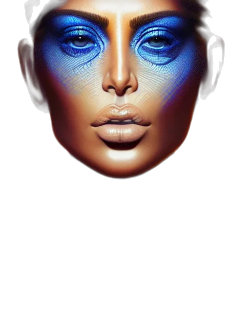 face, mask, jewelry, crown, photorealistic, vaporwave, 3d render, concept art transparent PNG cut-out