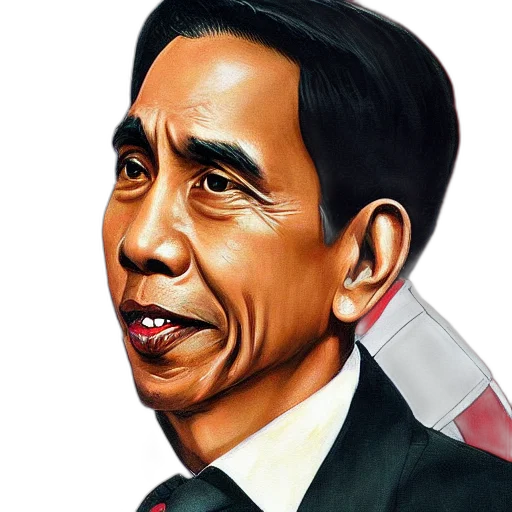 face, mask, photorealistic, cartoon, oil painting, comic book art, jokowi, painting transparent PNG cut-out
