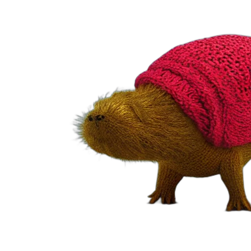 hat, animal, creature, dress, 3d render, photorealistic, photograph, knitted transparent PNG cut-out