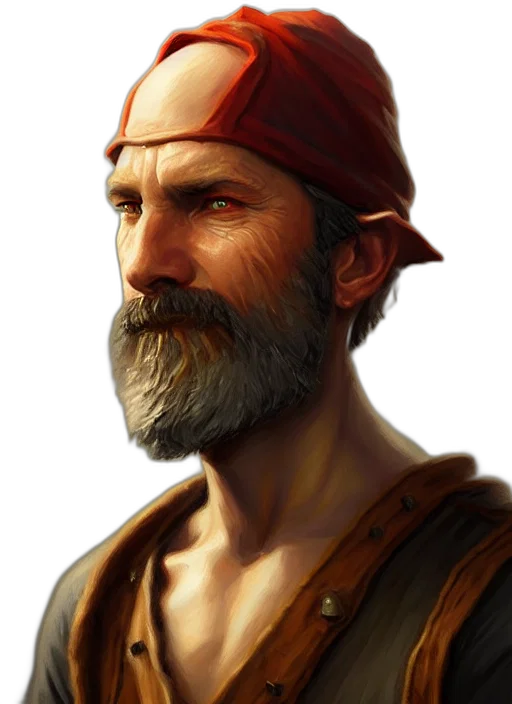 face, hat, staff, fantasy art transparent PNG cut-out