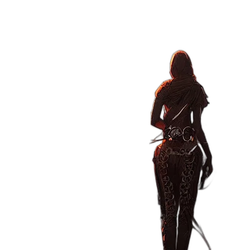 dress, staff, robot, weapon, concept art, 3d render, comic book art, cyberpunk transparent PNG cut-out
