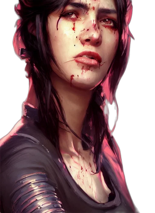 face, cyberpunk, concept art, photorealistic, fantasy art, neon lights, red, dark transparent PNG cut-out