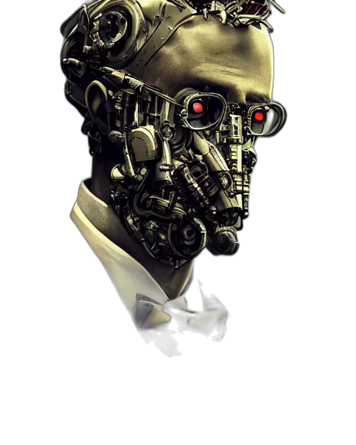 robot, face, mask, cyberpunk, concept art, 3d render, photorealistic, rugged transparent PNG cut-out