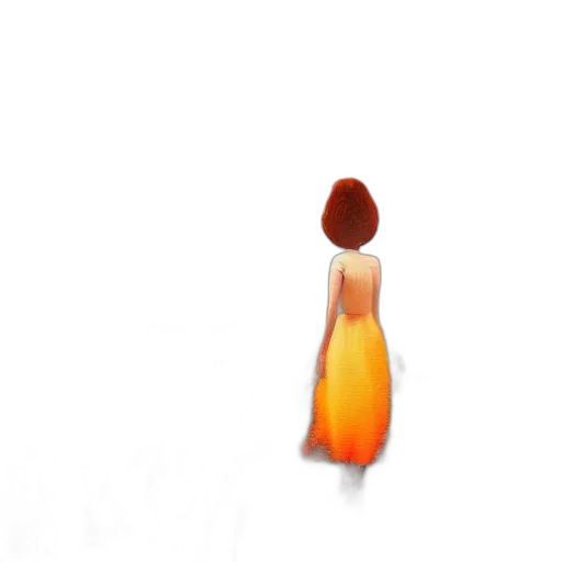 dress, bottle, staff, hair transparent PNG cut-out