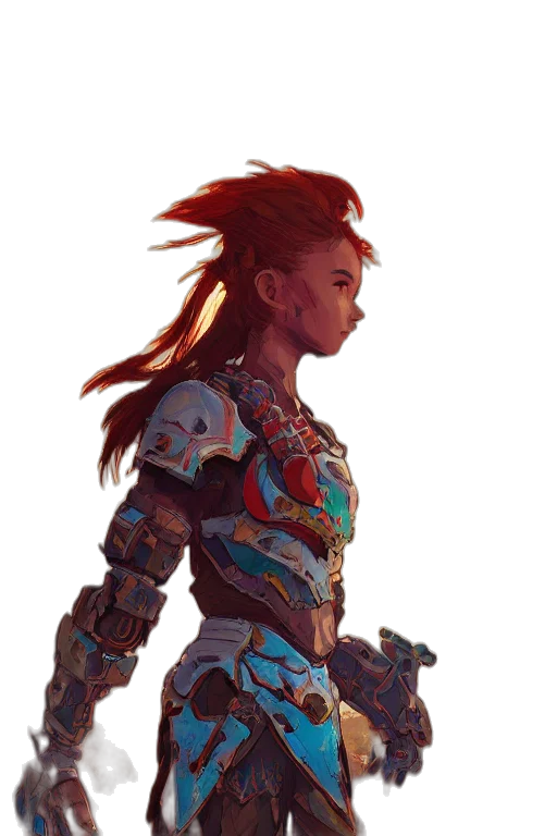 robot, sword, weapon, concept art, cyberpunk, fantasy art, comic book art, red transparent PNG cut-out