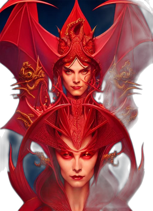 dragon, mask, crown, fantasy art, concept art, comic book art, pixel art, red transparent PNG cut-out