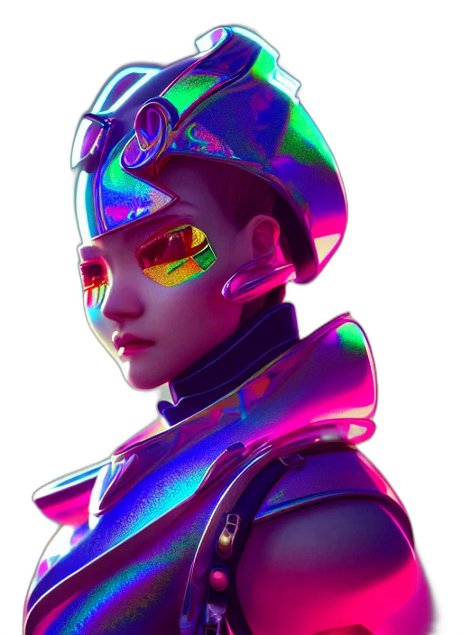 robot, mask, face, jacket, cyberpunk, vaporwave, concept art, 3d render transparent PNG cut-out