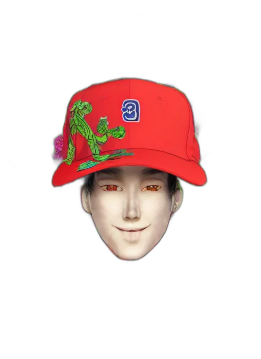 hat, face, crown, mask, photorealistic, vaporwave, colourful, caricature transparent PNG cut-out