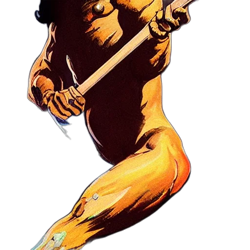 sword, staff, weapon, hair, comic book art, concept art, fantasy art, golden transparent PNG cut-out