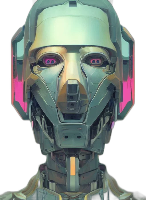robot, face, mask, cyberpunk, concept art, vaporwave, 3d render, pastel transparent PNG cut-out
