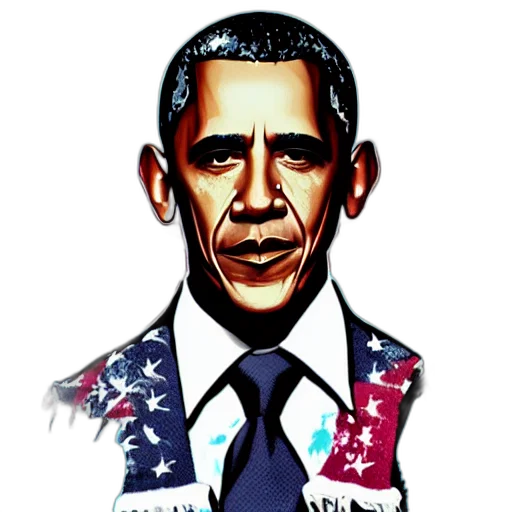 cartoon, photorealistic, comic book art, obama, soundcloud, rapper, illustration, horohiko transparent PNG cut-out