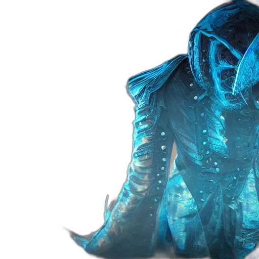 jacket, mask, dragon, shoes, concept art, 3d render, blue, hard transparent PNG cut-out