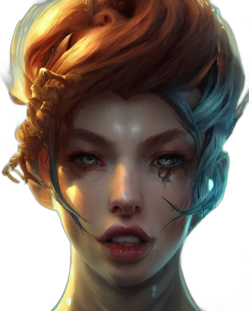 face, mask, crown, staff, fantasy art, concept art, cyberpunk, photorealistic transparent PNG cut-out