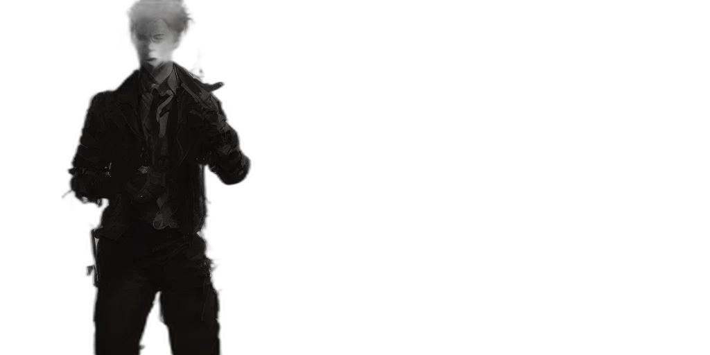 jacket, staff, hair, noir transparent PNG cut-out