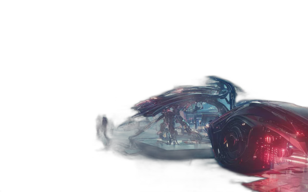 car, bottle, hair, dress, concept art, 3d render, photorealistic, cyberpunk transparent PNG cut-out