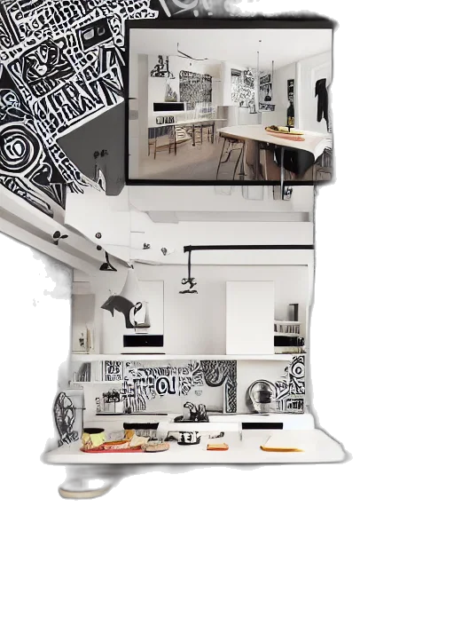 furniture, 3d render, century, kitchen transparent PNG cut-out