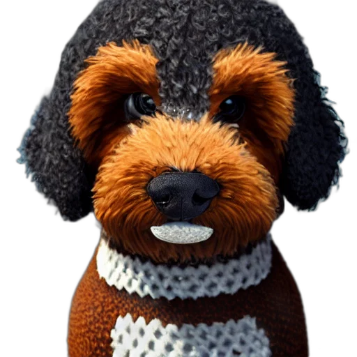 staff, animal, photorealistic, 3d render, closeup, illustration, knitted, bernedoodle transparent PNG cut-out