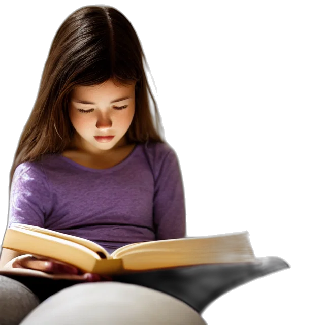 photorealistic, photo, girl, reading, book, highly, detailed, hdr transparent PNG cut-out