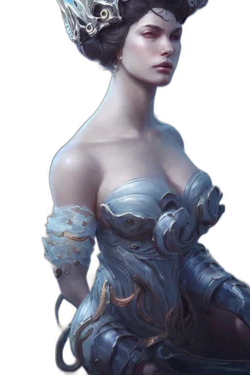 dress, crown, jewelry, face, fantasy art, concept art, photorealistic, oil painting transparent PNG cut-out