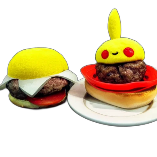 food, 3d render, concept art, burger transparent PNG cut-out